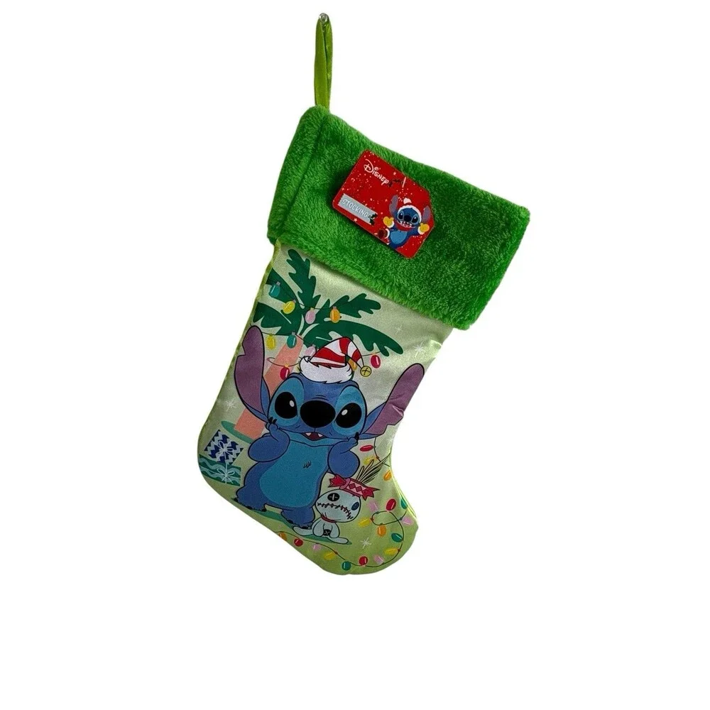 Disney Christmas Lights Stitch Stocking Green Fur Palm Tree Santa Hat 15